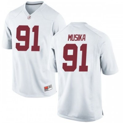 Men's Alabama Crimson Tide #91 Tevita Musika White Game NCAA College Football Jersey 2403OIKF5